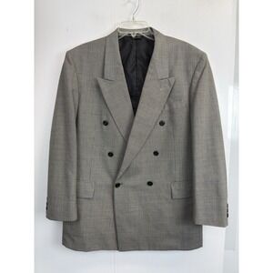 Vintage Chadmore Double Breasted Jacket Mens 44R Blazer Wool Blend Houndstooth